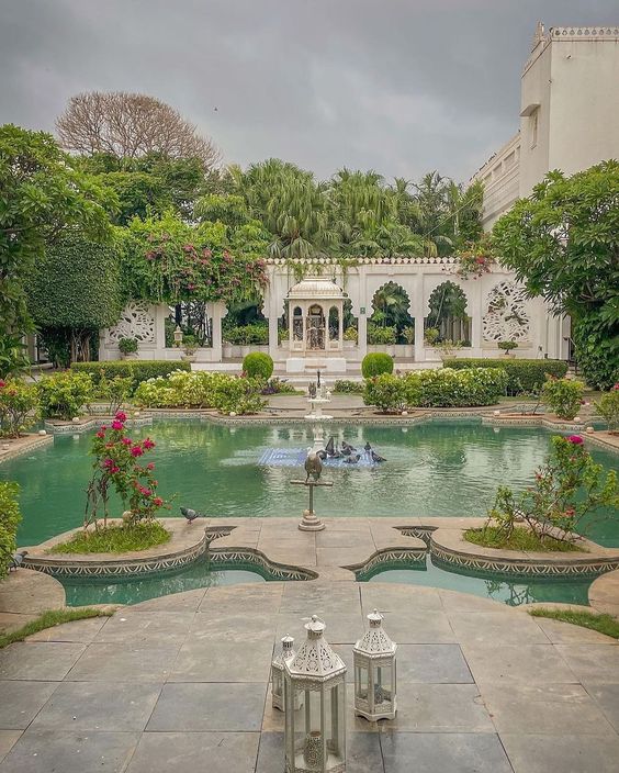 Palace garden with reflecting pool